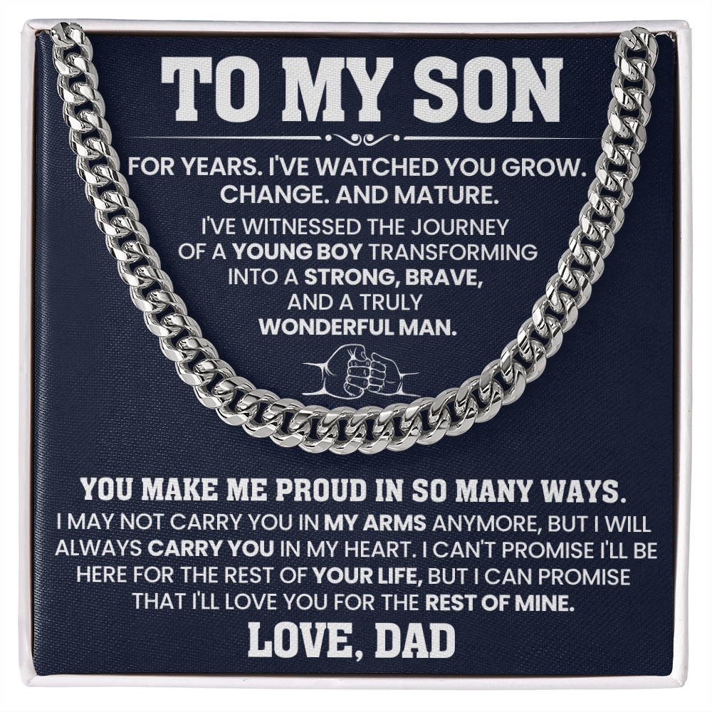 To My Son - For Years I've Watch You Grow - Link Chain