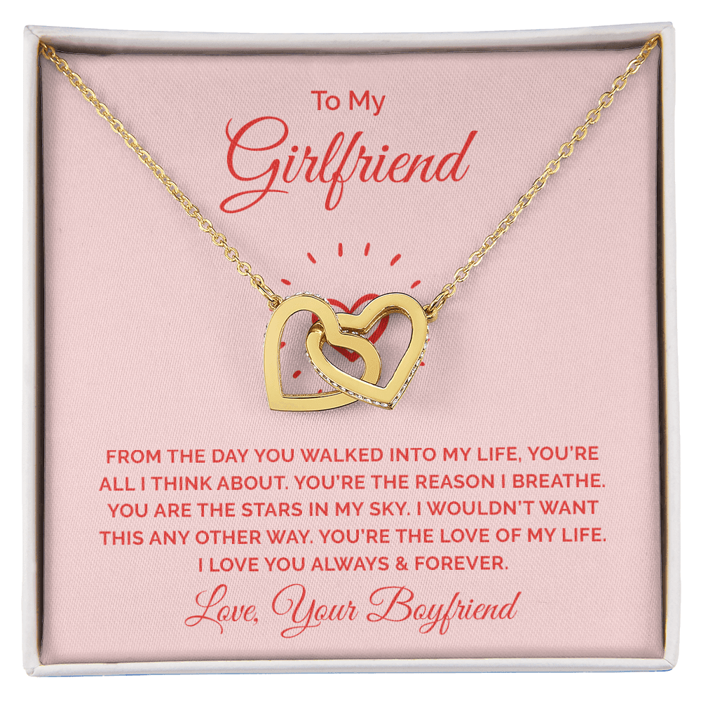 To My Girlfriend - From The Day You Walked Into My Life - Hearts Necklace