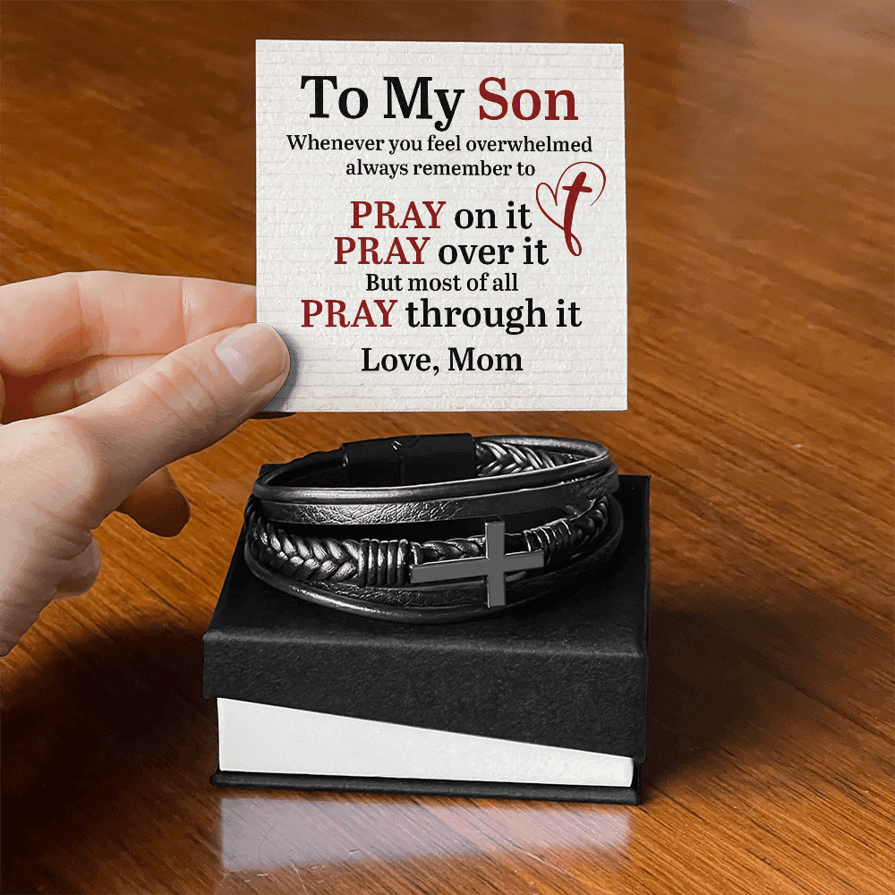 To My Son, Whenever You Feel Overwhelmed Cross Bracelet