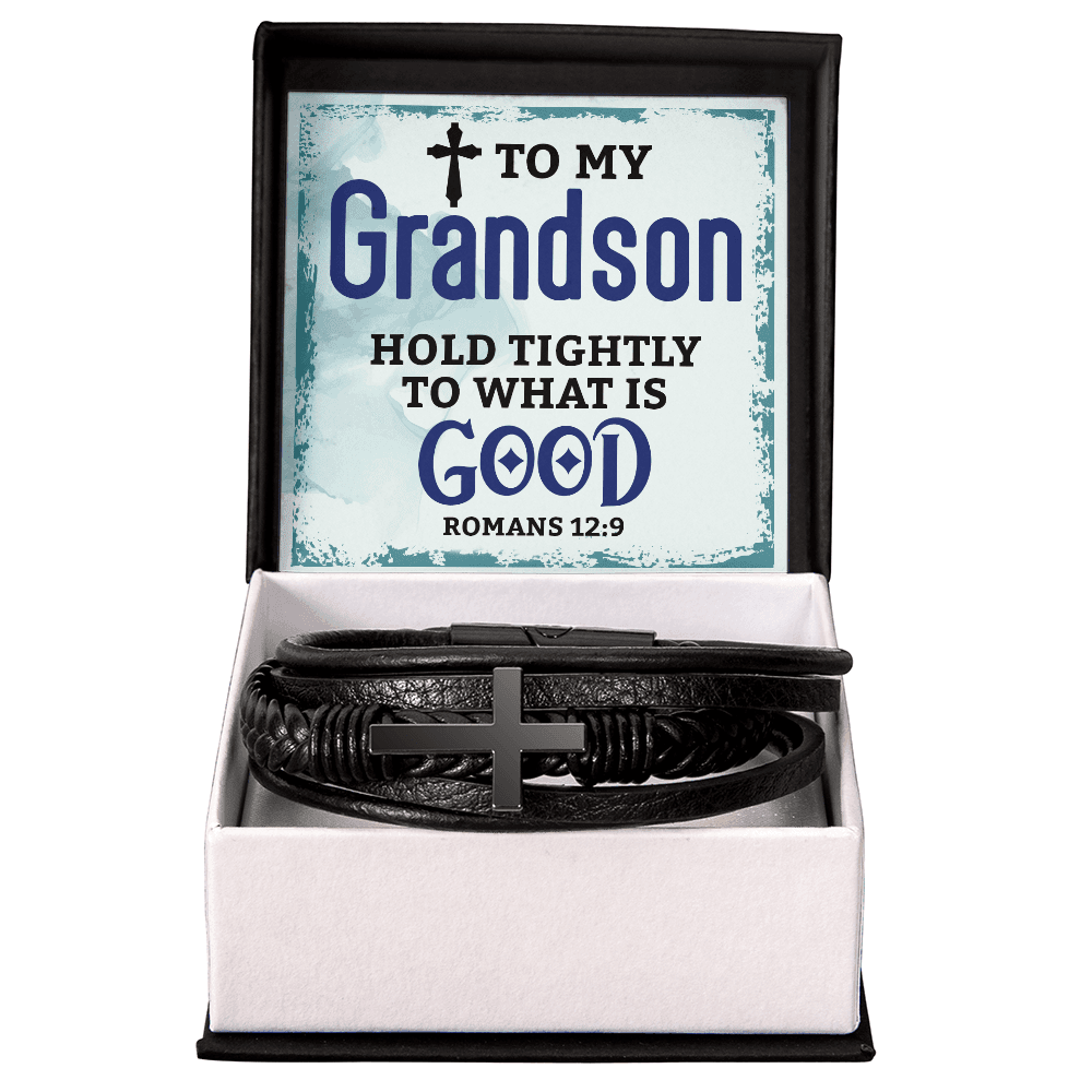 To My Grandson, Hold Tightly To What Is Good Cross Bracelet